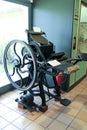 Vintage printing machine exhibited in a museum