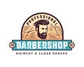 Vintage Professional Gentleman Close Shave Barbershop Logo Badge Emblem