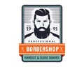 Vintage Professional Gentleman Close Shave Barbershop Logo Badge Emblem