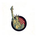 Vintage propaganda of USA Liberty Statue logo