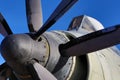 Vintage propeller aircraft closeup details