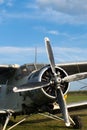 Vintage propeller airplane biplane for field work