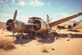 vintage propeller planes decaying in desert Royalty Free Stock Photo