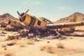 vintage propeller planes decaying in desert Royalty Free Stock Photo