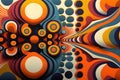 Vintage psychedelic background in color sheme 70s, 80s, 90s. For different original design. Generetive AI