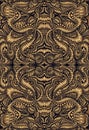 Vintage psychedelic fractal mandala pattern. Steampunk style, golden gradient colors, brown outline. Vector illustration