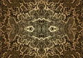 Vintage psychedelic fractal mandala pattern. Steampunk style, golden gradient outline colors, isolated on brown