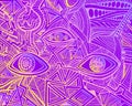 Vintage psychedelic hypnotic shamanic acidic eyes of crazy patterns.