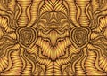 Vintage psychedelic symetrical ornamental background. Steampunk style, golden gradient colors, brown outline.Vector