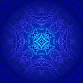 Vintage psychedelic trippy colorful fractal pattern. Gradient blue, dark blue colors