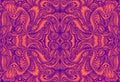 Vintage Psychedelic Tryppi Colorful Fractal Pattern. Gradient Neon Violet, Orange Colors. Decorative Surreal Abstract