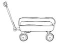 Vintage Pull Mini Wagon lineart illustration Royalty Free Stock Photo