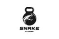 Vintage Python Cobra Anaconda Viper Mamba Snake with Kettle Bell for Gym Fitness Sport Club Logo