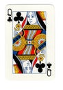 Vintage queen of clubs playing card. Royalty Free Stock Photo