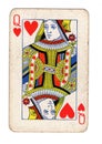 A vintage queen of hearts playing card. Royalty Free Stock Photo