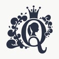Vintage queen silhouette. Medieval queen profile