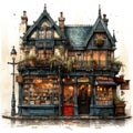 Vintage Quirky Whimsical Shop with Victorian Lady AI Generated