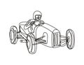 Vintage Race Car Driver Continuous line drawing Royalty Free Stock Photo