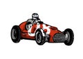 Vintage race car for printing, hand graphics