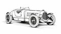 Antique Racing Car Icon In Ink Etching Style