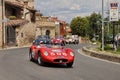 vintage racing car Maserati 200 SI (1957) runs in Tuscan village in classic car race Mille Miglia Royalty Free Stock Photo