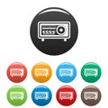 Vintage radio icons set color Royalty Free Stock Photo