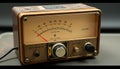 Vintage radio receiver, retro tech and nostalgia, Stock Photo, Generative AI
