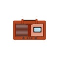 Vintage radio receiver with small TV screen, flat vector illustration isolated. Royalty Free Stock Photo