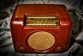 Vintage radio on satin Royalty Free Stock Photo