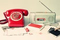 Vintage radio and telephone Royalty Free Stock Photo