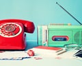 Vintage radio and telephone Royalty Free Stock Photo