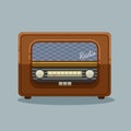 Vintage radio tuner. FM recorder flat design Royalty Free Stock Photo