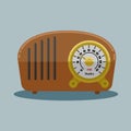 Vintage radio tuner. FM recorder flat design Royalty Free Stock Photo