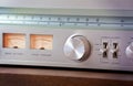 Vintage Radio Tuner Shiny Metal Tuning Knob Royalty Free Stock Photo