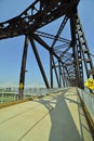 Vintage railway bridge repurposed as a walkway across the Ohio r