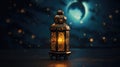 Vintage ramadan lantern with night background