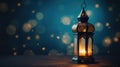 Vintage ramadan lantern with night background