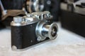 Antique film rangefinder and SLR cameras Royalty Free Stock Photo