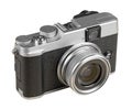 Vintage rangefinder style camera isolated on white Royalty Free Stock Photo