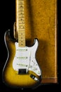 Vintage and Rare Electric Guitar - Fender Stratocaster and Tweed Original Case Royalty Free Stock Photo