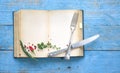 Vintage recipe book, cookbook with empty pages Royalty Free Stock Photo