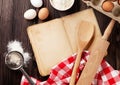 Vintage recipe book, utensils and ingredients Royalty Free Stock Photo