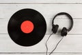 Vintage record LP and headphones