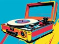 Vintage Record Player Pop Art, Generative AI