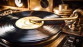 Close-up of a Retro-Styled Turntable Spinning a Vinyl Record Royalty Free Stock Photo