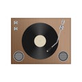 Vintage record player vector illustration isolated on white Royalty Free Stock Photo
