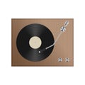 Vintage record player vector illustration isolated on white Royalty Free Stock Photo