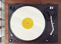 Vintage Record Turntable Player With White Vinyl Disk