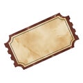 Vintage Rectangular Ticket with Aged Appearance, Scalloped Edges, and Worn Texture Royalty Free Stock Photo