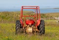 Vintage red abandoned tractor Royalty Free Stock Photo